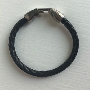Woven Black Leather Italian Bracelet